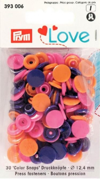 Prym Love - Druckknopf - Color  Snaps - 12,4 mm - orange - pink - lila